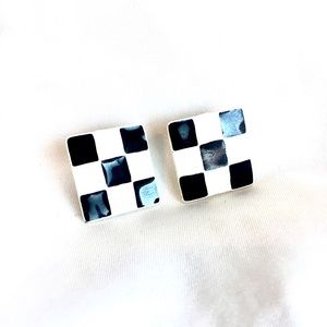 Checkered vintage earrings
